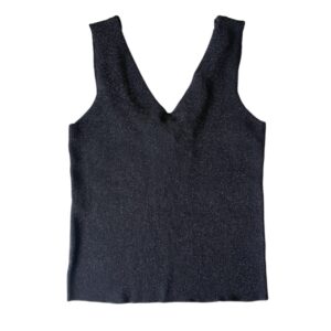 Top lurex nero con rouches
