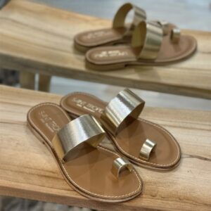 Sandali flat girodito platino