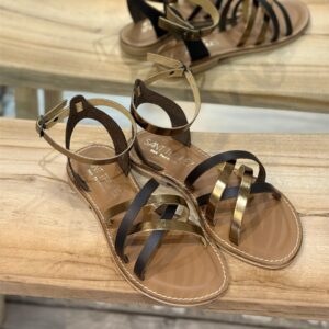 Sandali flat intreccio bronzo/moro