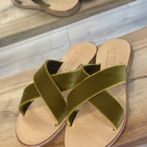 Sandali flat velluto senape