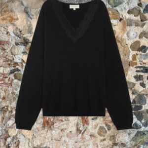 Maglia V con inserto pizzo