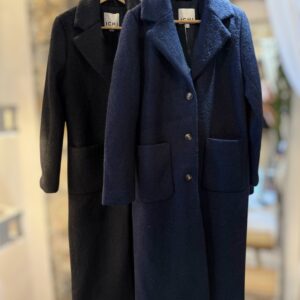 Cappotto bouclé blu e nero